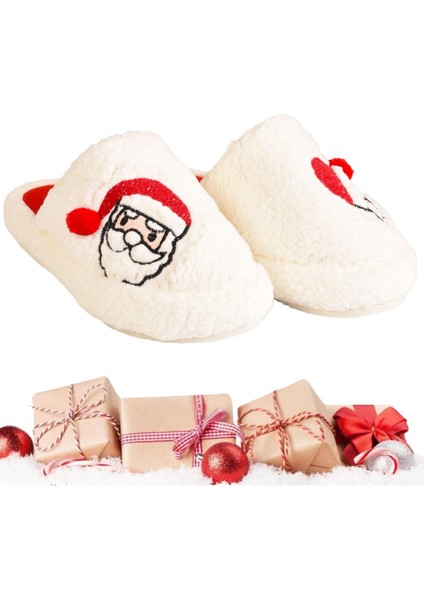 Moda Onn Kadın Çocuk Pofuduk Kumaş Noel Baba Yılbaşı Ev Terliği
