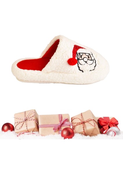 Moda Onn Kadın Çocuk Pofuduk Kumaş Noel Baba Yılbaşı Ev Terliği
