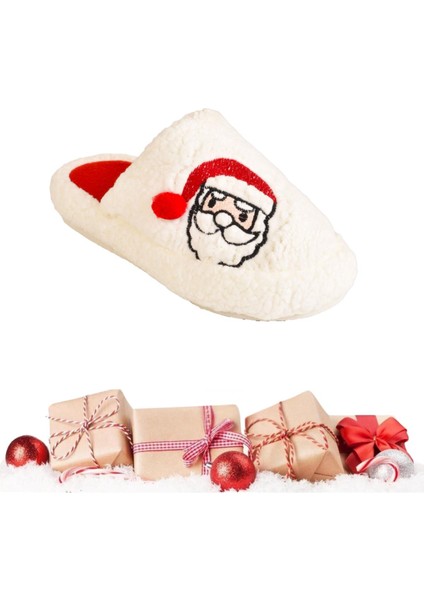 Moda Onn Kadın Çocuk Pofuduk Kumaş Noel Baba Yılbaşı Ev Terliği
