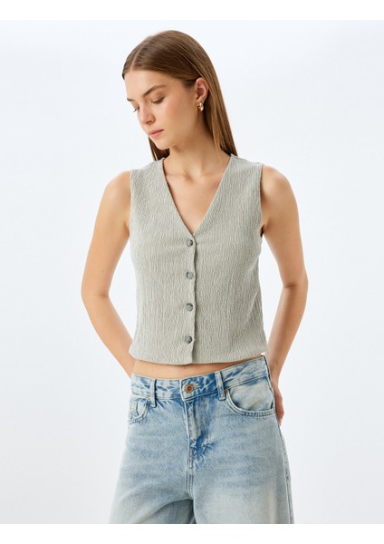Dokulu Düğmeli V Yaka Yelek modelleri