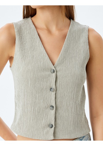Dokulu Düğmeli V Yaka Yelek indirimleri