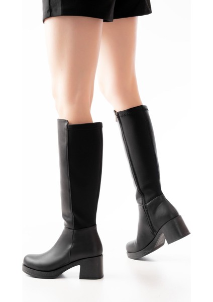 5109-3060 Siyah Topuklu Fermuarlı Günlük Kadın Çizme fırsatları