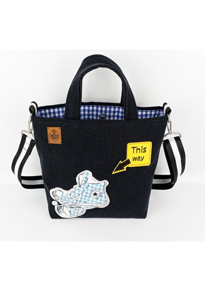 Tasarım Siyah Kot El Yapımı Tote Çanta fırsatları