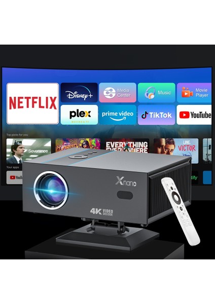 X6 1080P Full Hd LED Projeksiyon, 4K Desteği, Android, Wi-Fi, Bt 5.2, Otomatik Odaklama, 30000 Lümen Siyah