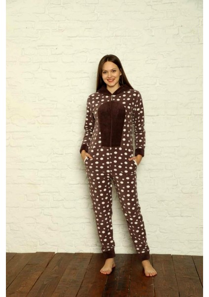 Fermuar Detaylı Kışlık Welsoft Polar Kadın Tulum Pijama Takımı fiyatları