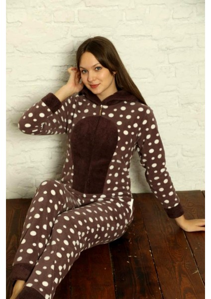 Fermuar Detaylı Kışlık Welsoft Polar Kadın Tulum Pijama Takımı indirimleri