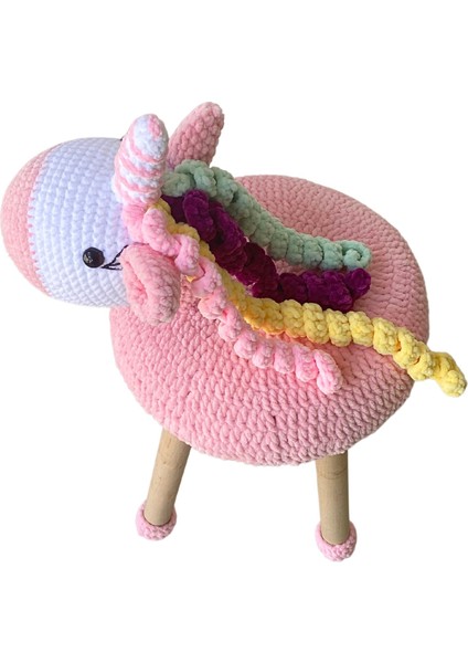 Hayvan Figürlü Ahşap Amigurumi Çocuk Taburesi Unicorn fırsatları