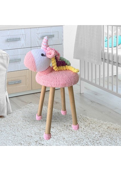 Hayvan Figürlü Ahşap Amigurumi Çocuk Taburesi Unicorn indirimleri