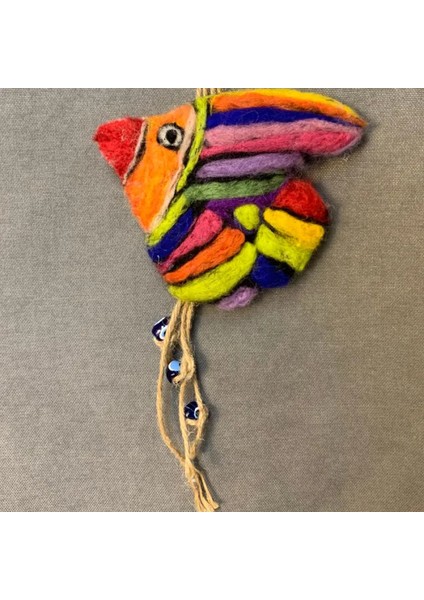 El Yapımı Keçe Renkli Neşeli Balıklar Duvar Süsü - 14 x 45 cm