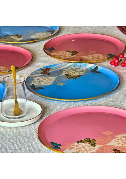 Butterfly Lüx 6 Lı Cam 26 cm Servis Tabağı