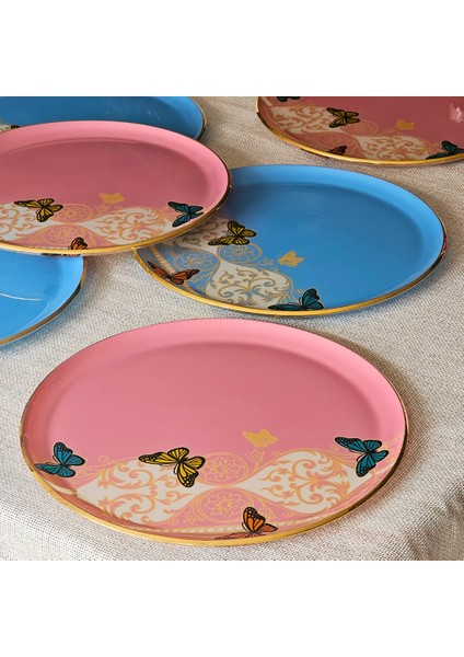 Butterfly Lüx 6 Lı Cam 26 cm Servis Tabağı