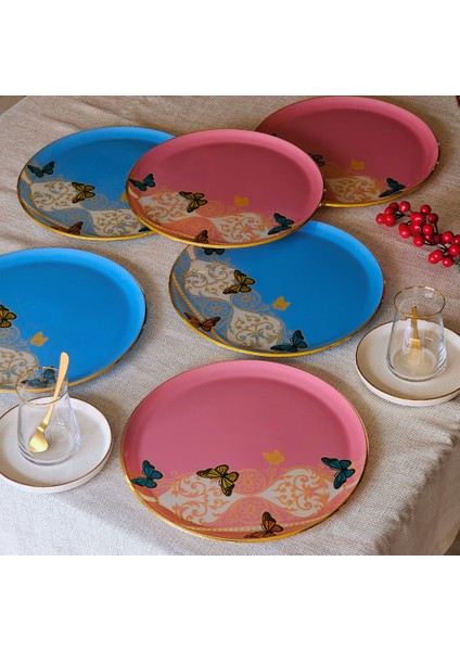 Butterfly Lüx 6 Lı Cam 26 cm Servis Tabağı