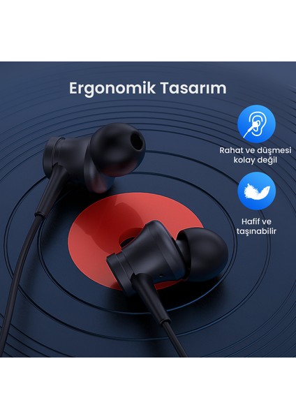 AUT111 3.5mm Kulak Içi Kablolu Kulaklık - Yüksek Ses Kalitesi - Mikrofonlu - Siyah