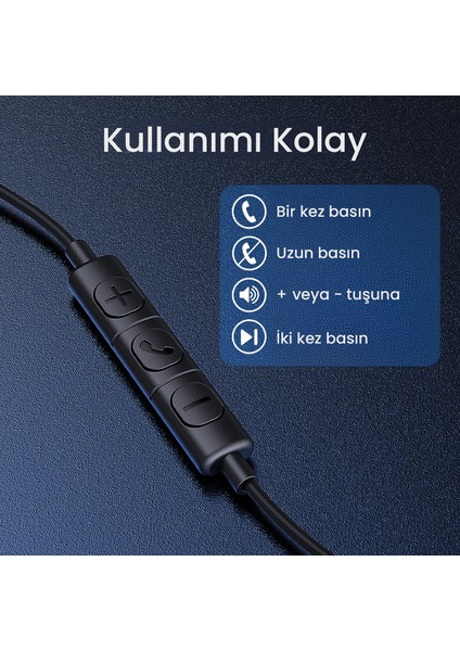 AUT111 3.5mm Kulak Içi Kablolu Kulaklık - Yüksek Ses Kalitesi - Mikrofonlu - Siyah