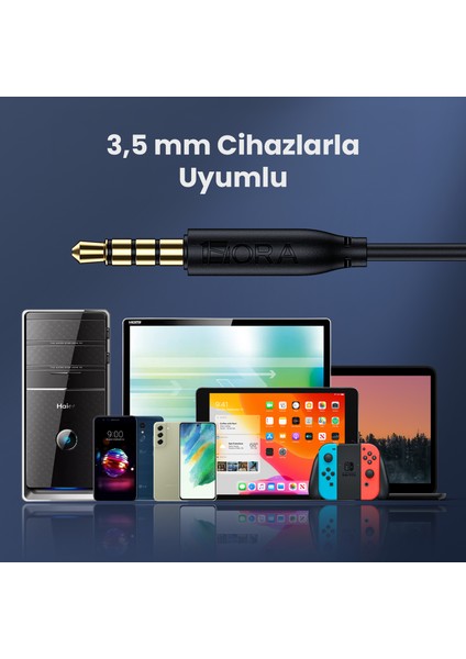 AUT111 3.5mm Kulak Içi Kablolu Kulaklık - Yüksek Ses Kalitesi - Mikrofonlu - Siyah