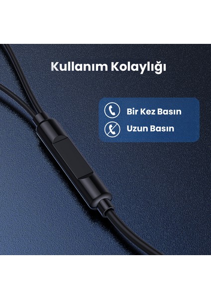 AUT122 3.5mm Kulak Içi Kablolu Kulaklık - A369 - Derin Bas ve Net Ses Kalitesi - Mikrofonlu - Siyah