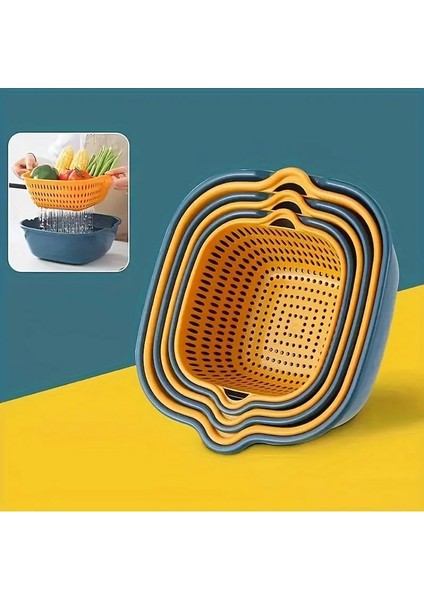 6 Parça Mutfak Filtre Seti: 23 Cm Çaplı Meyve, Sebze Ve Bulaşıkları Yıkamak Için Abs Plastik Süzgeç Sepeti