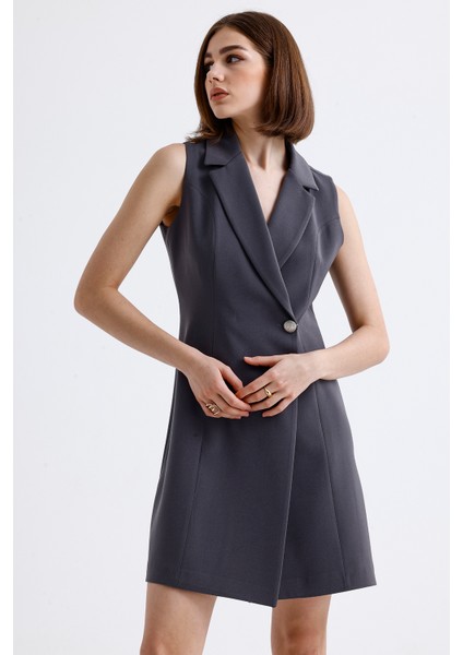 Içi Astarlı Kolsuz Hürrem Uzun Ceket Elbise | CKT35288 Grı fiyatları