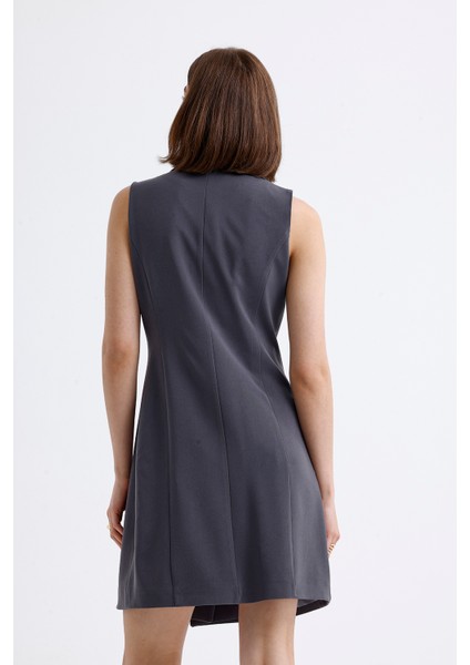 Içi Astarlı Kolsuz Hürrem Uzun Ceket Elbise | CKT35288 Grı indirimleri