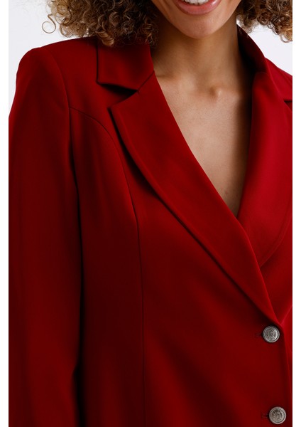 Astarlı Ön ve Kollar Metal Düğmeli Adriyana Ceket Elbise | CKT35856 Bordo fırsatları