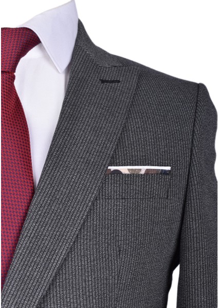 Mrk 6047-SLİMFİT Yelekli Takım /füme/60 Beden - 6 Drop modelleri