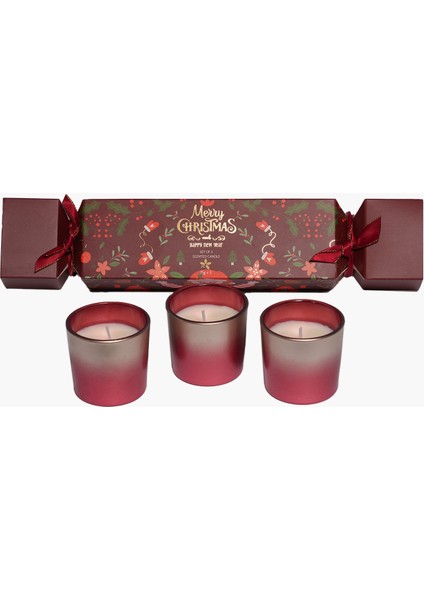 X-Mas Red 3'lu Candle Set