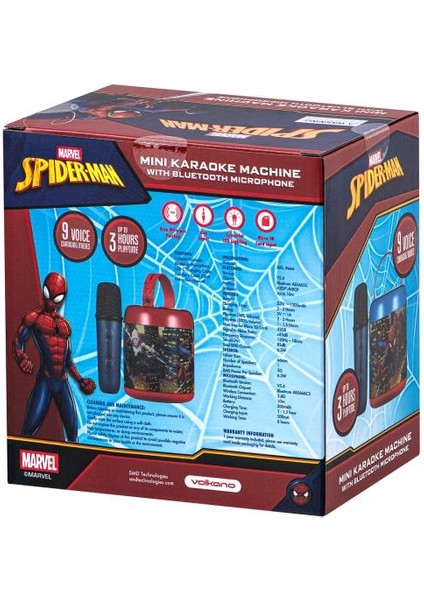 Marvel Spıder-Man Bluetooth Hoparlör ve Mikrofon Kablosuz Marvel Spıderman Karaoke Seti Mikrofonlu