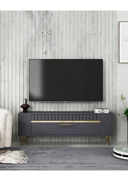 RETROLP1CT Tv Sehpası Antrasit-Altın