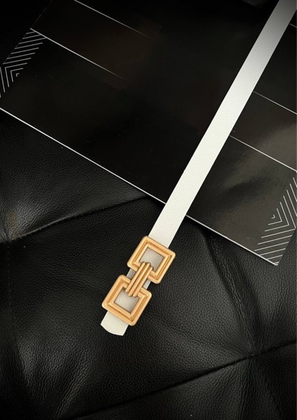 Çift Kare Gold Tokalı Kadın Kemeri, Pantolon Kemeri, Ceket Kemeri, Gömlek Kemeri, Elbise Kemeri
