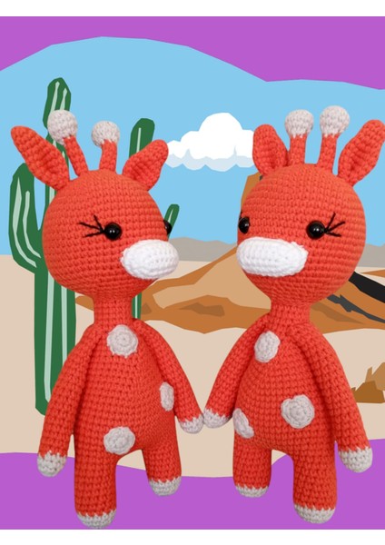 Oyuncak Zürafa Turuncu Amigurumi El Örgüsü