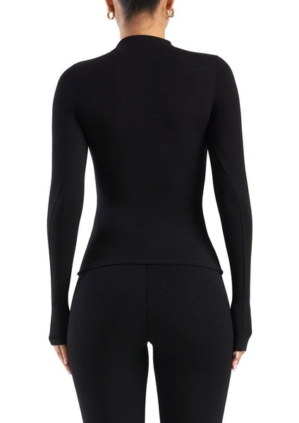 Siyah Darkalıp Slimfit Soft Touch Mock Neck Finger Detail Parmak Detaylı Tesettür Body fiyatları