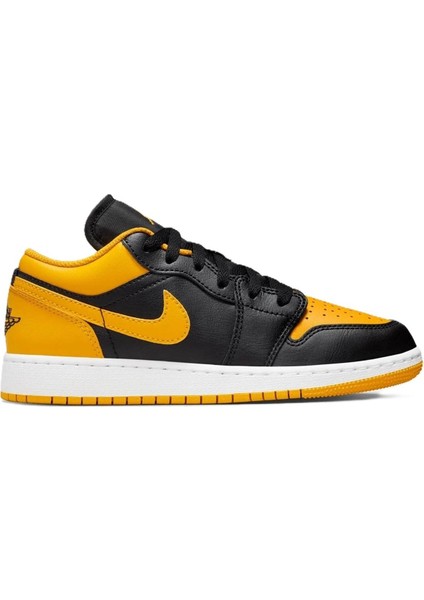 Air Jordan 1 Low(Gs) Leather Sneaker Deri Siyah Sarı Unisex Spor Ayakkabı