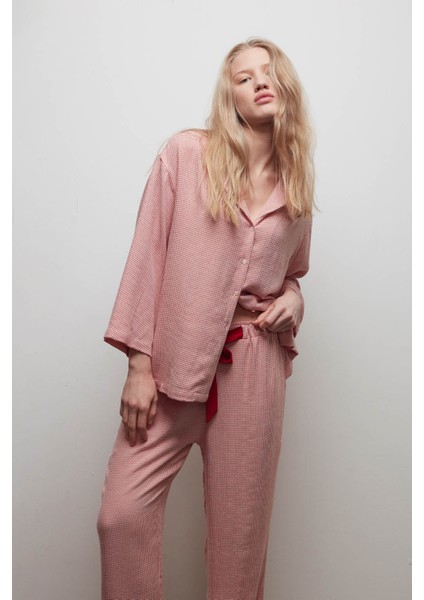 Kadın Viskon Dokuma Uzun Kollu Gömlek