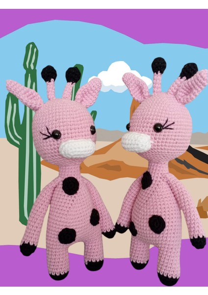 Oyuncak Zürafa Pembe Amigurumi El Örgüsü