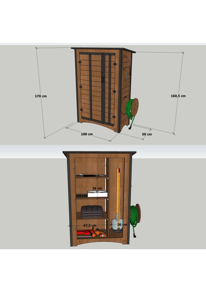 Ahşap Çok Amaçlı Bahçe Depolama Dolabı
