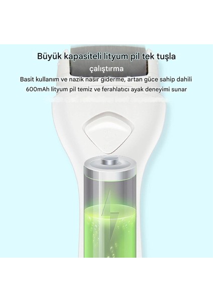 Elektrikli Ayak Nasır Temizleyicisi Pil ile Çalışan/Şarj Edilebilir Ayak Törpüsü Pedikür Aletleri 2 Öğütme Başlığı ile Ayak Sert ve Ölü Deriyi Temizlemek Için Profesyonel Ayak Fırçası