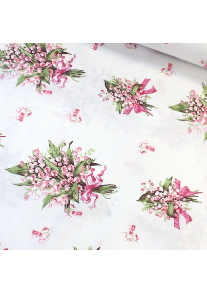 Pembe Çan Çiçeği Nevresimlik Poplin Kumaş- cm lhm