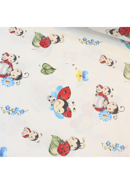 Kırmızı Uğurböceği Nevresimlik Poplin Kumaş-Wlhm