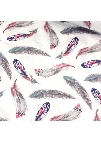 Beyaz Pembe Gri Tüy Nevresimlik Poplin Kumaş-Wlhm