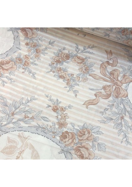 Somon Gri Kuş English Home Nevresimlik Poplin Kumaş-Tknhm