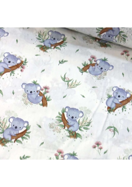 Mavi Koala Nevresimlik Poplin Kumaş-Tknhm