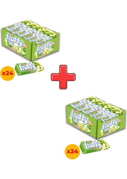 Frutty Midi Elmalı Yumuşak Şeker 20 gr x 24 Adet Kutulu 2'li Paket