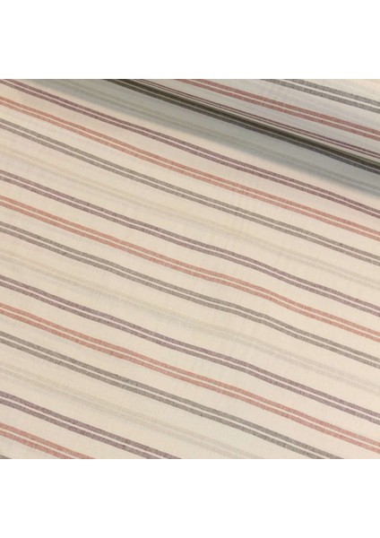 Gri Lila Pudra Çizgili Doğal Nevresimlik Pamuk Kumaş