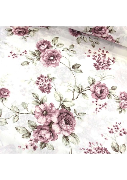 Mürdüm Gül Demeti Nevresimlik Poplin Kumaş-Dstr