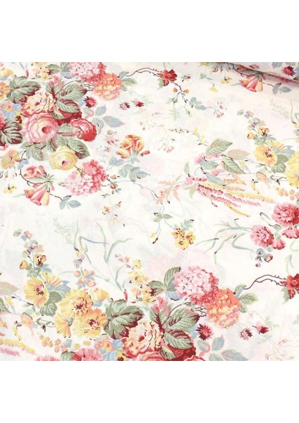 Nar Çiçeği Çiçek Buketi Nevresimlik Poplin Kumaş-Wlhm