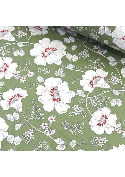 Yeşil Menekşe Nevresimlik Poplin Kumaş-Dstr