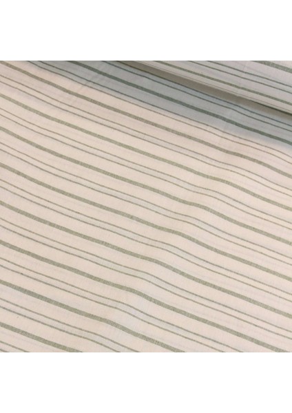 Yeşil Çizgili Doğal Nevresimlik Pamuk Kumaş
