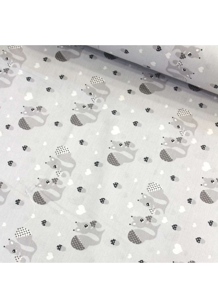 Gri Tavşan Nevresimlik Poplin Kumaş-Deco