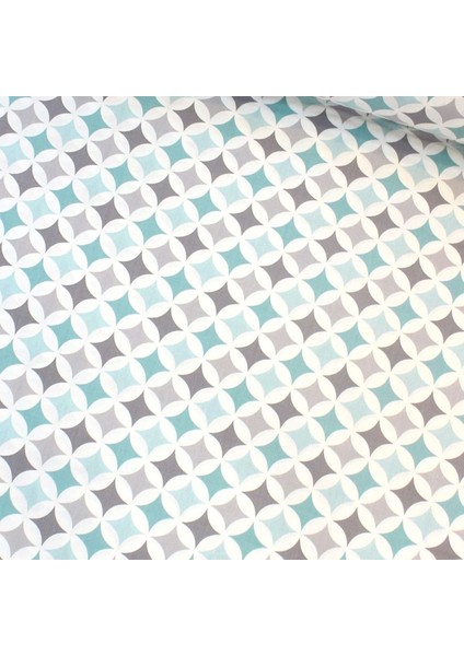 Mint Yeşili Gri Yıldız Nevresimlik Poplin Kumaş-Wlhm
