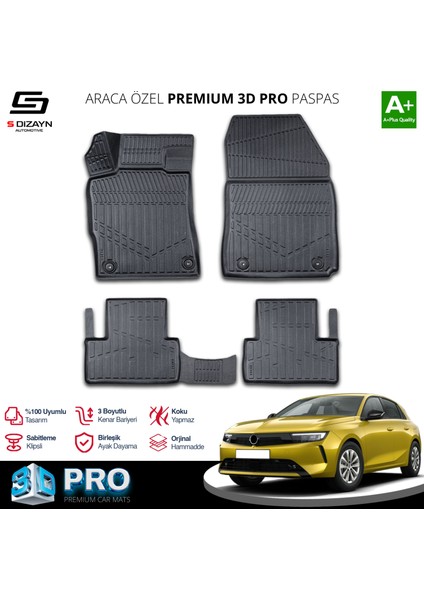Opel Astra L 3D Pro Havuzlu Paspas 2021 Üzeri A+ Kalite